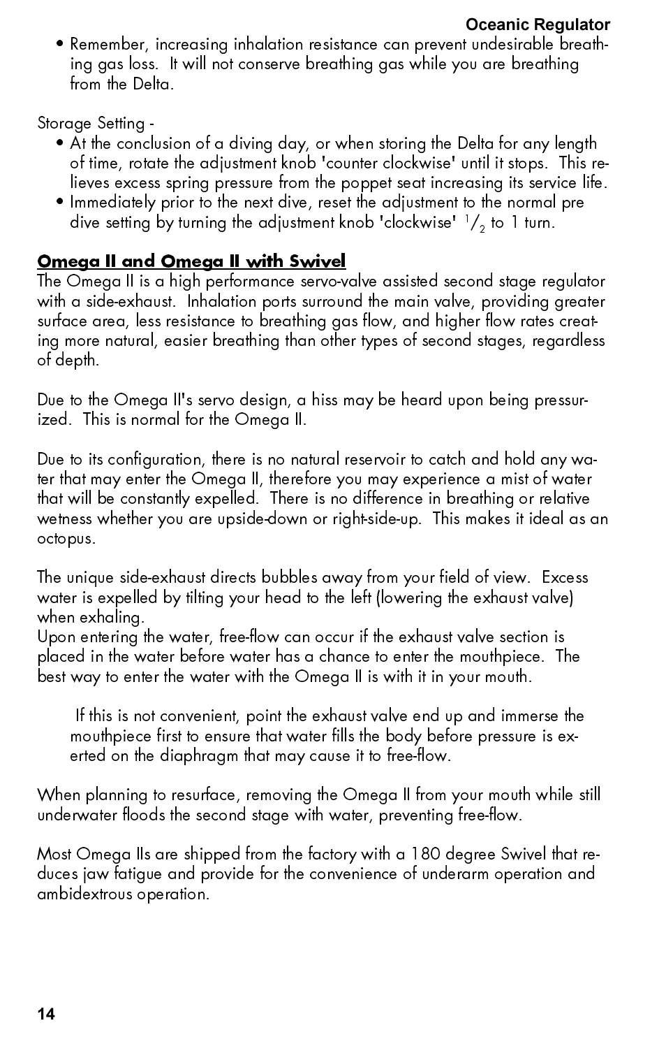 Oceanic Regulator Equipment User Manual | Page 14 / 20