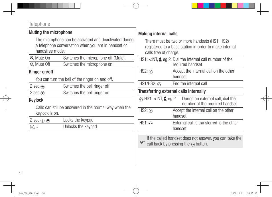 Oricom pro600 DECT User Manual | Page 12 / 40