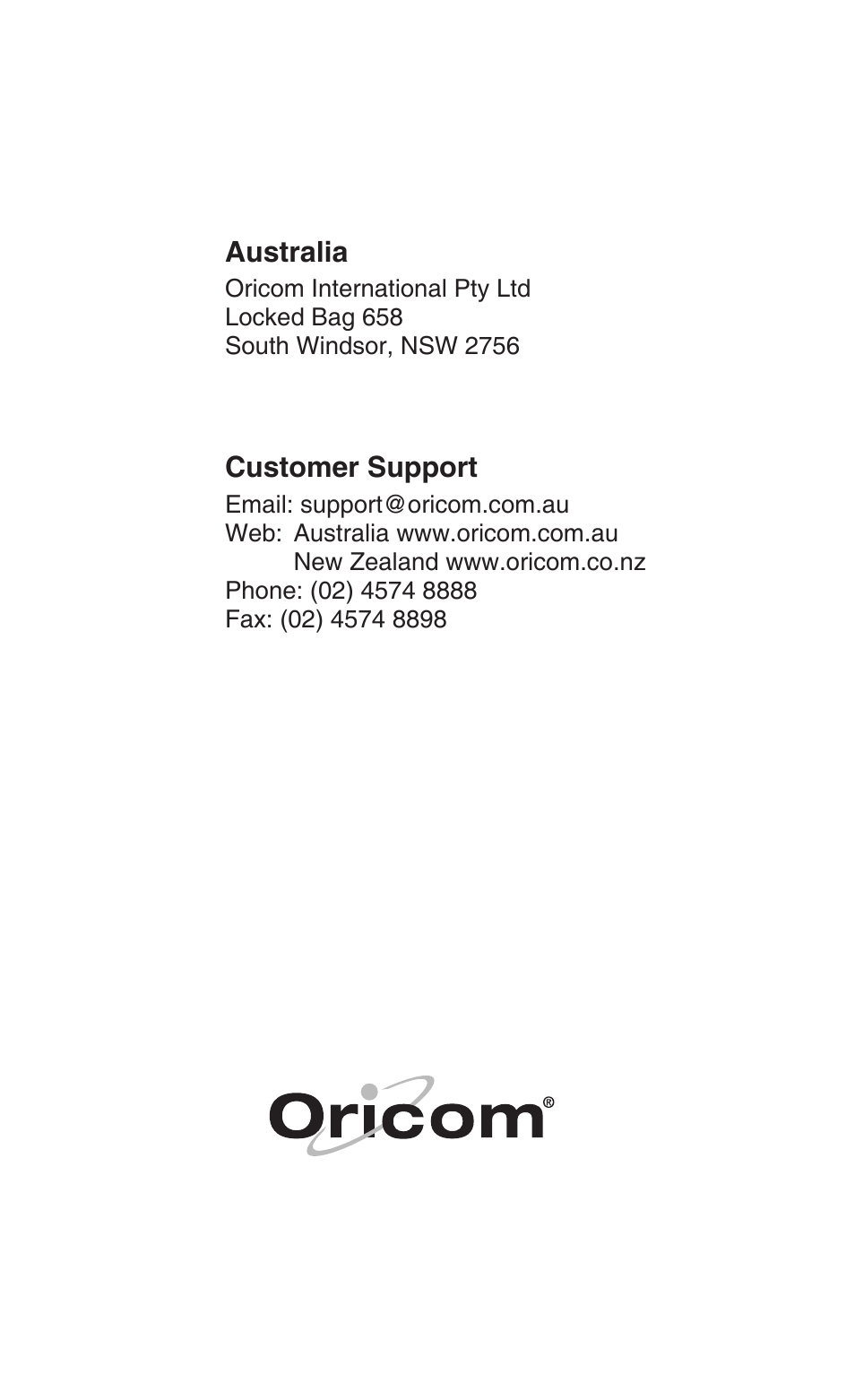 Oricom UHF2100 User Manual | Page 24 / 24