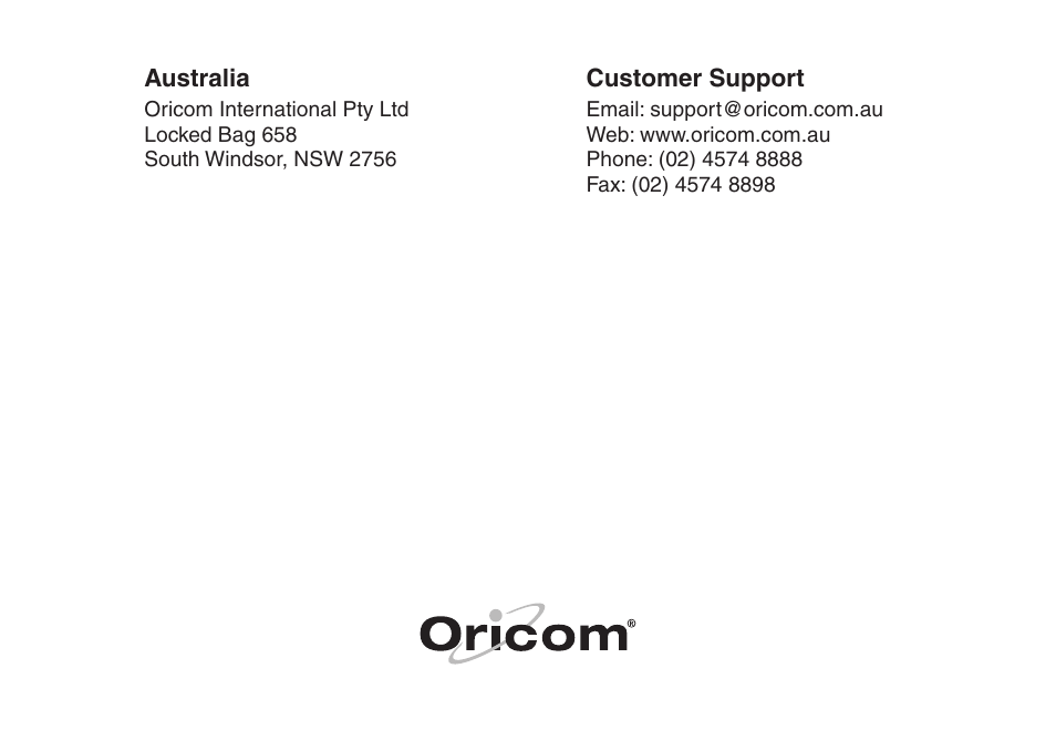 Oricom ECO80 User Manual | Page 36 / 36