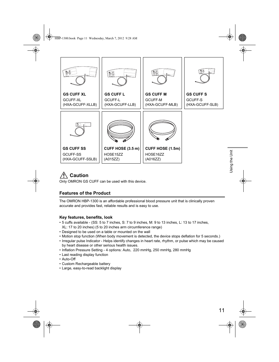 Caution | Omron Professional Blood Pressure Monitor HBP-1300 User Manual | Page 13 / 40