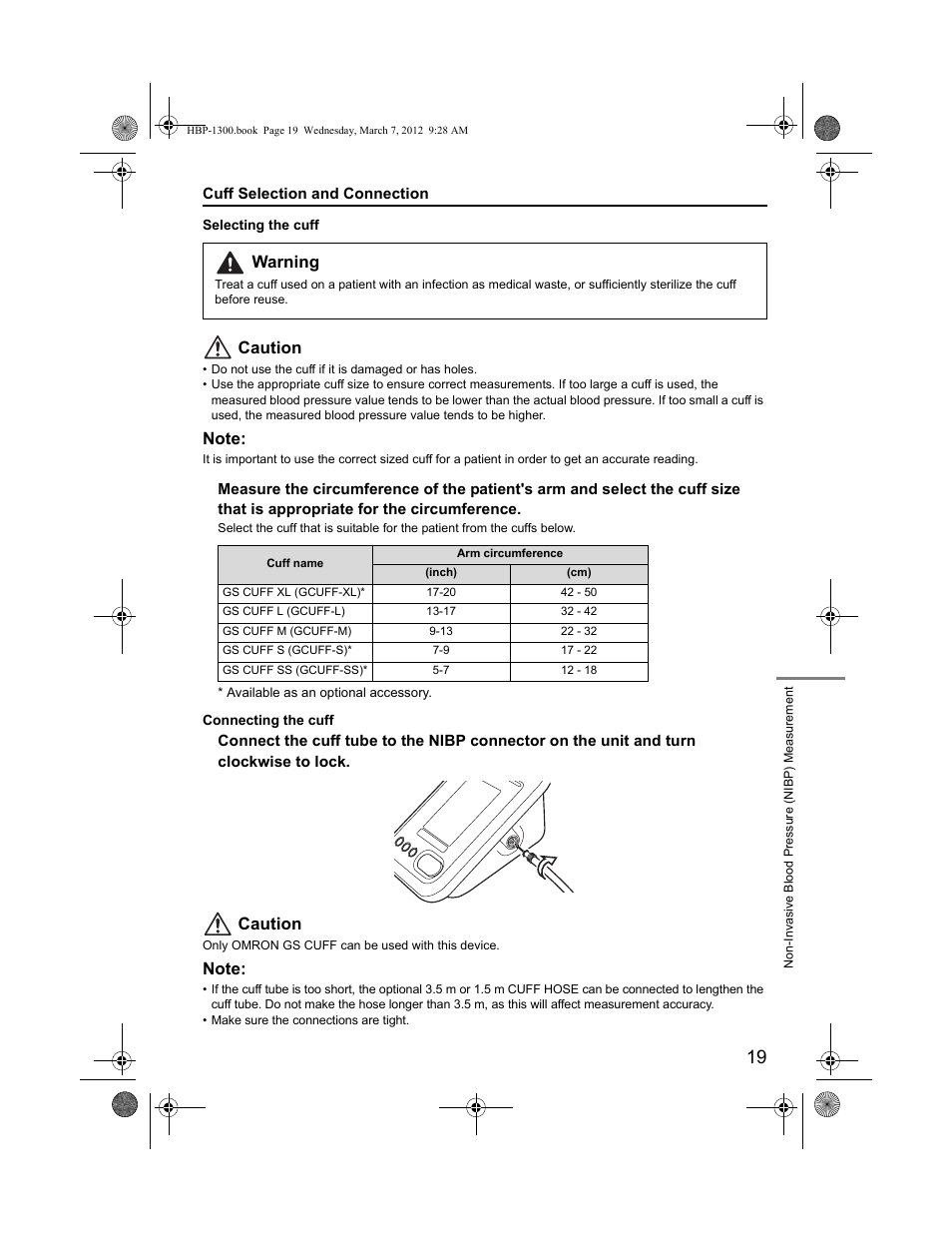 Caution, Warning | Omron Professional Blood Pressure Monitor HBP-1300 User Manual | Page 21 / 40