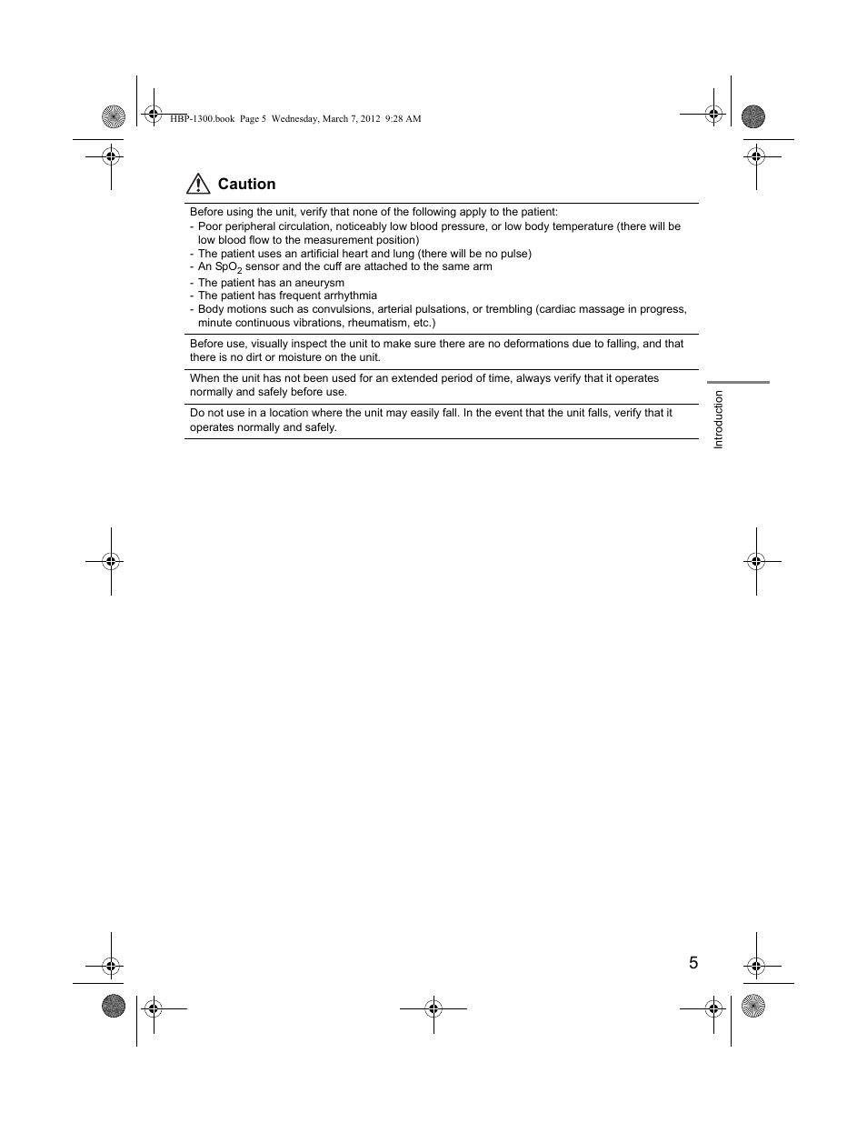 Caution | Omron Professional Blood Pressure Monitor HBP-1300 User Manual | Page 7 / 40