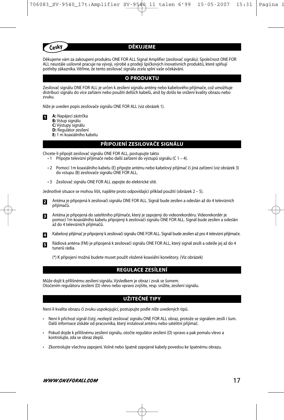 One for All SV-9540 User Manual | Page 19 / 26