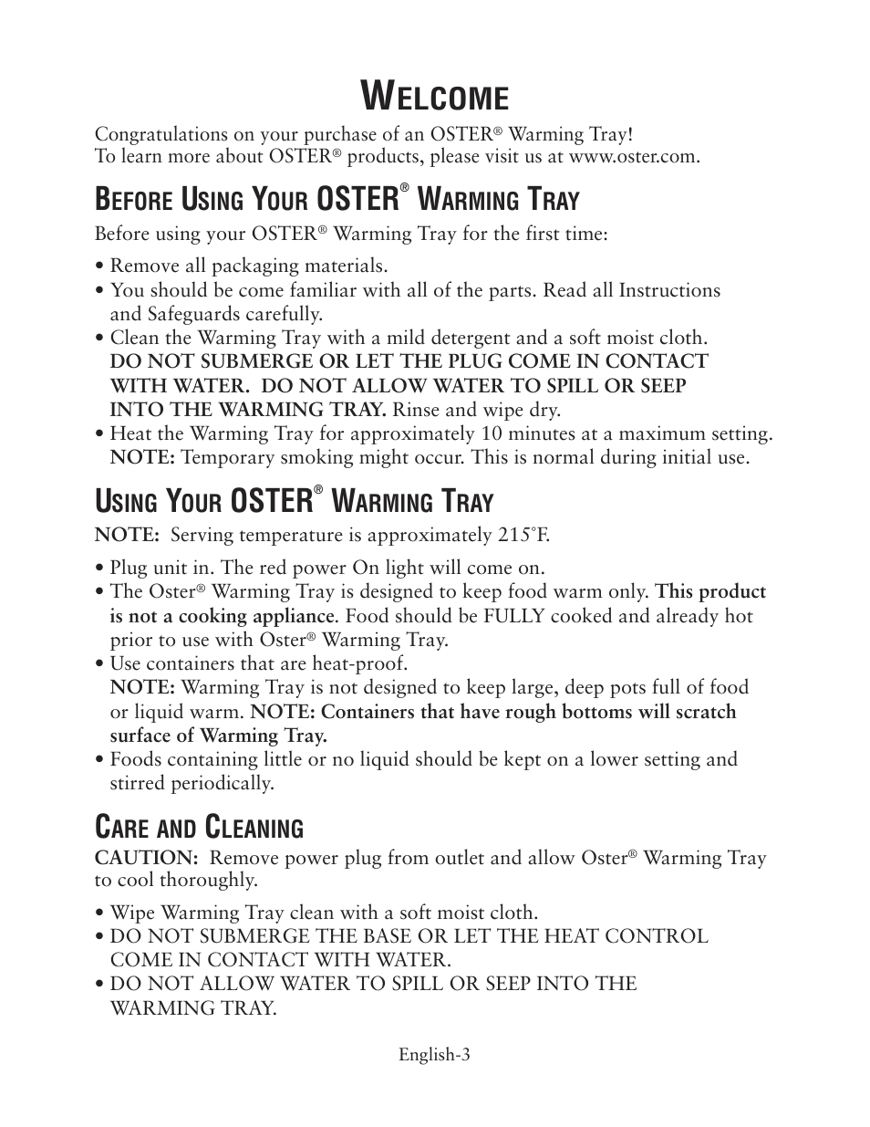 Oster, Elcome | Oster CKSTWTLS00 User Manual | Page 3 / 8
