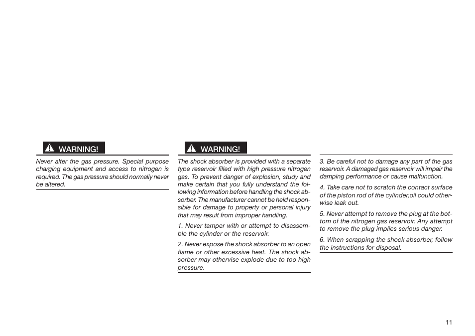 Ohlins SHOCK ABSORBERS MOTORCYCLE ROAD & TRACK User Manual | Page 11 / 12