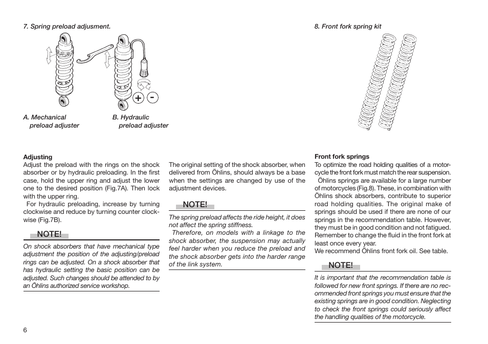 Ohlins SHOCK ABSORBERS MOTORCYCLE ROAD & TRACK User Manual | Page 6 / 12