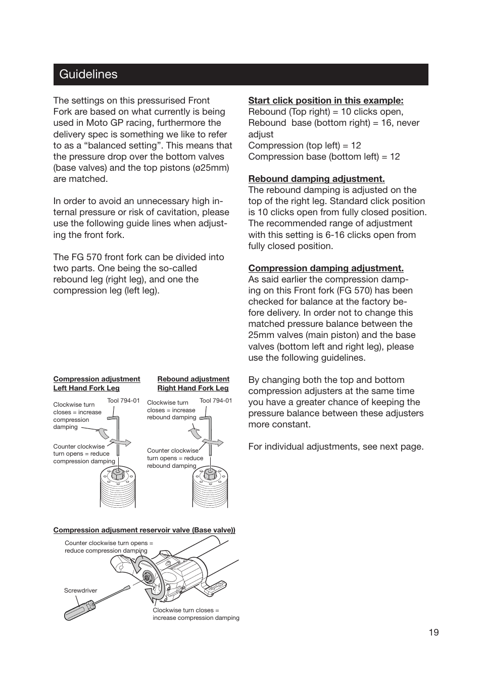 Guidelines | Ohlins SUPERBIKE FG 570 User Manual | Page 19 / 28