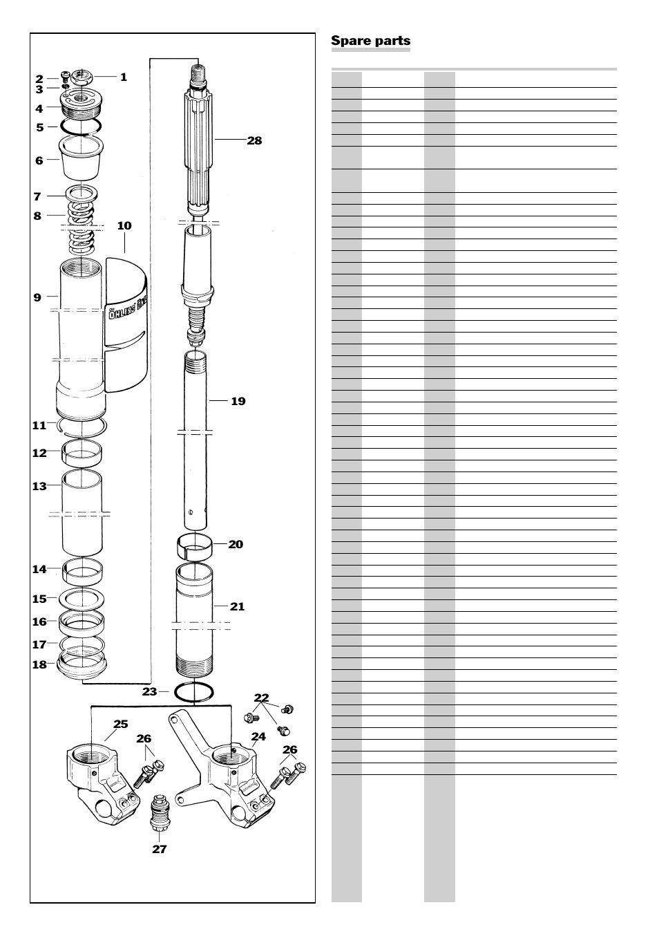 Spare parts | Ohlins CANNONDALE FG 9910 User Manual | Page 14 / 16