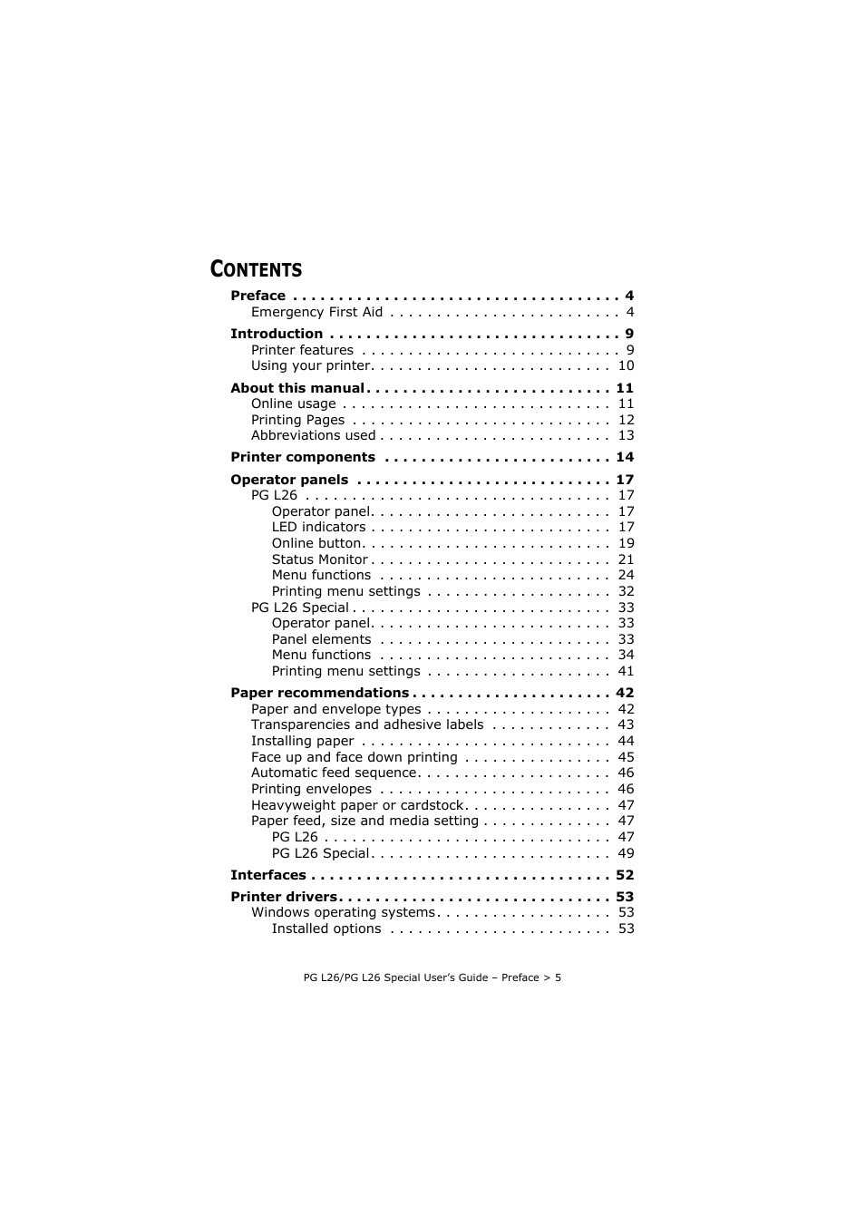Ontents | Olivetti PG L26 Special User Manual | Page 5 / 93
