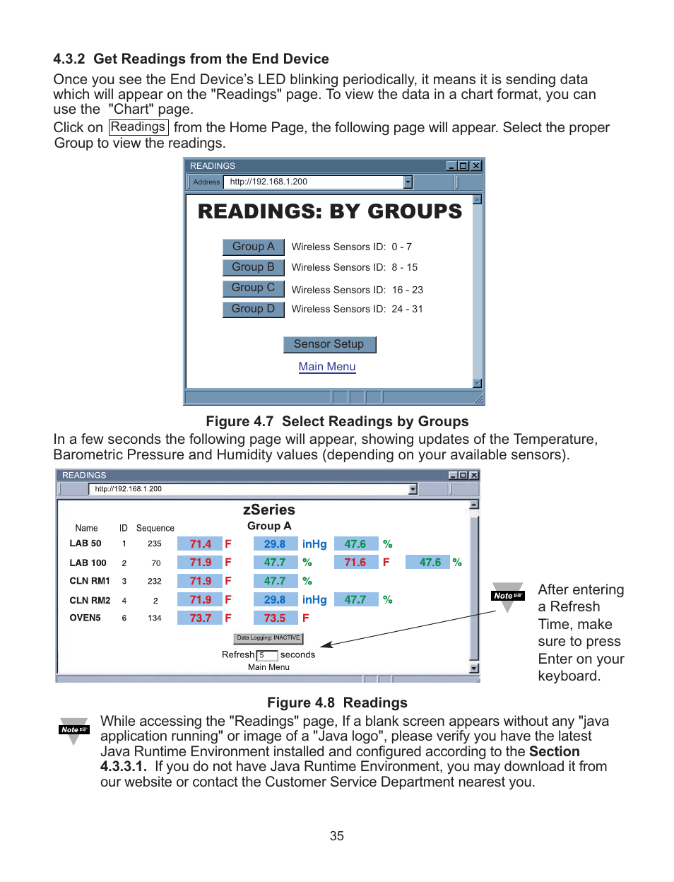 Readings: by groups | Omega Vehicle Security Wireless Sensor System zSeries User Manual | Page 41 / 92
