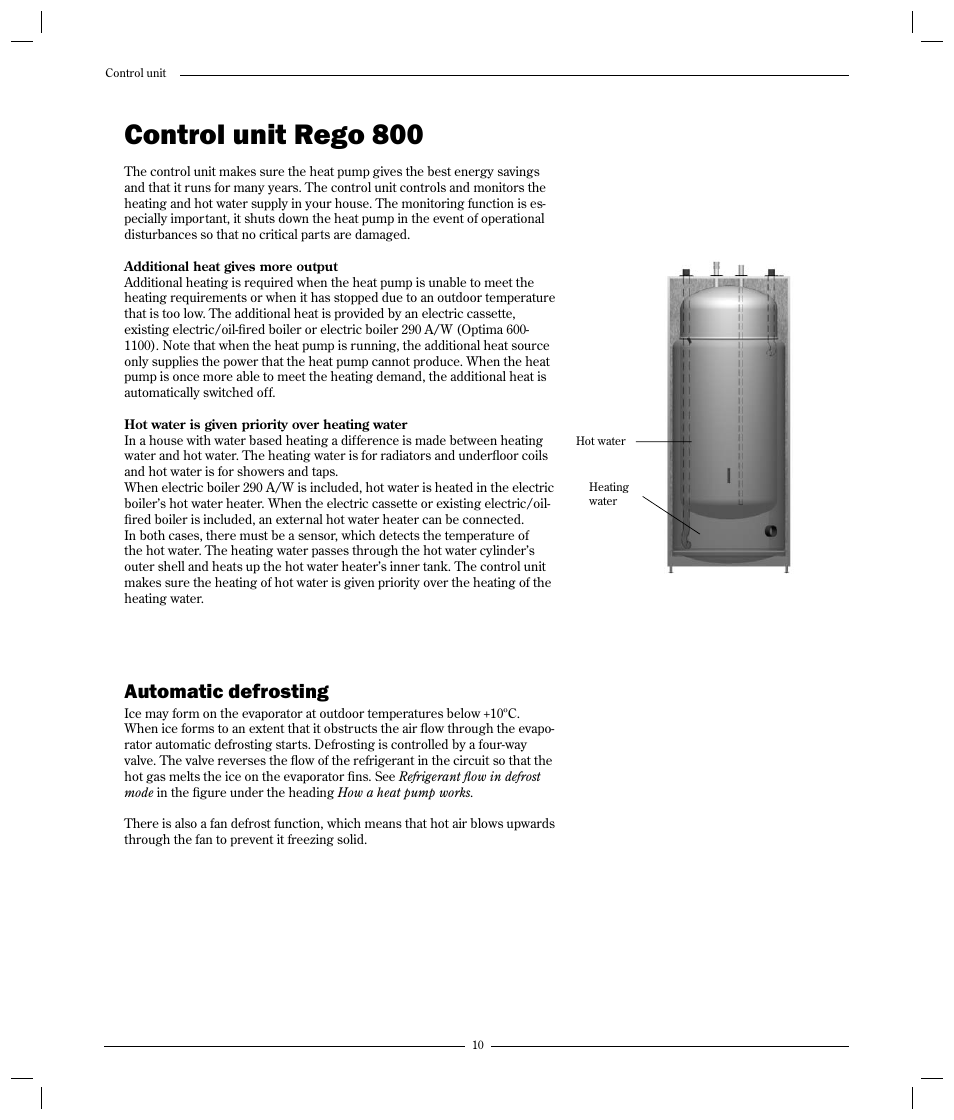 Control unit rego 800, Automatic defrosting | Optima Company 600 - 1700 User Manual | Page 10 / 38