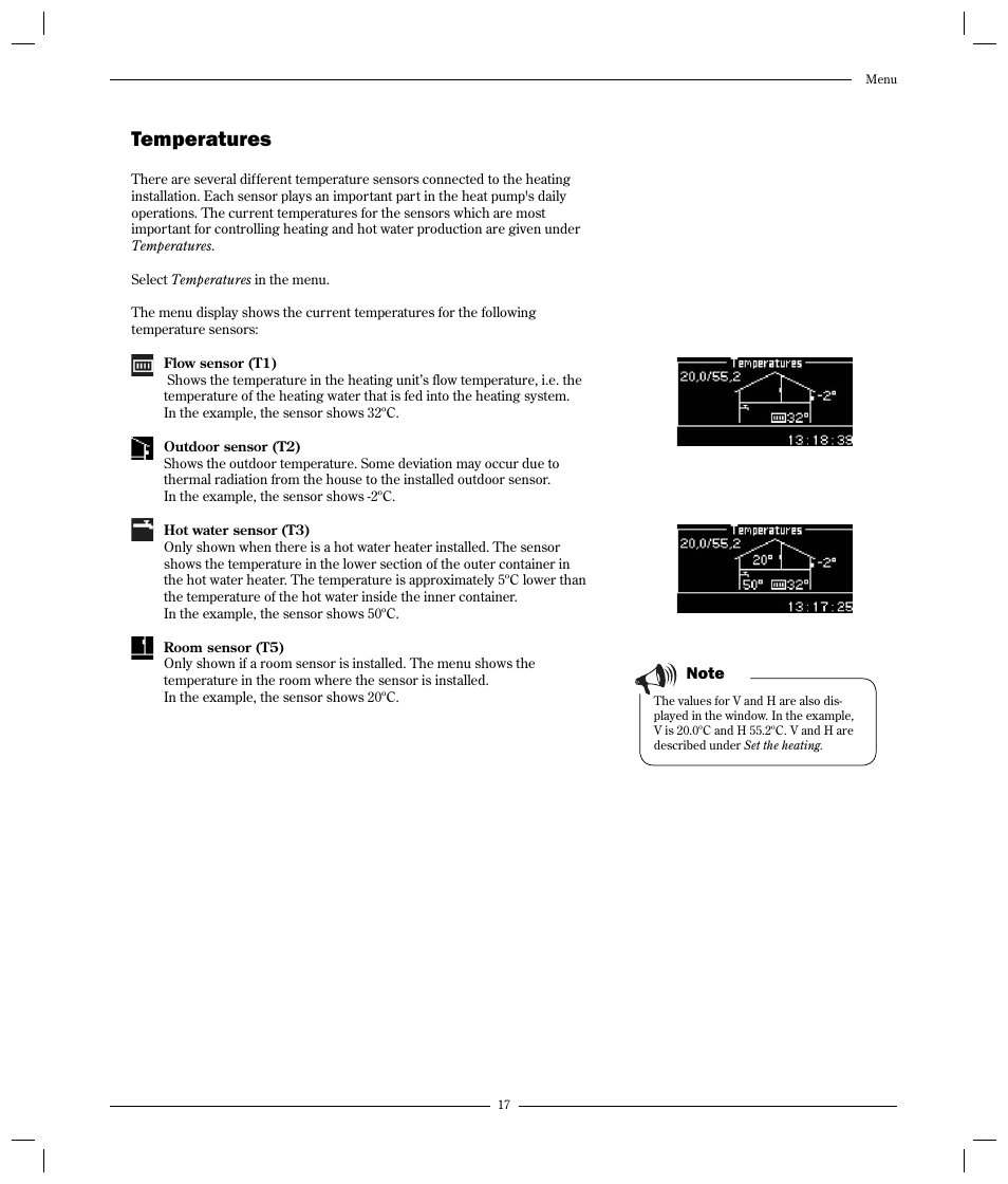 Temperatures | Optima Company 600 - 1700 User Manual | Page 17 / 38