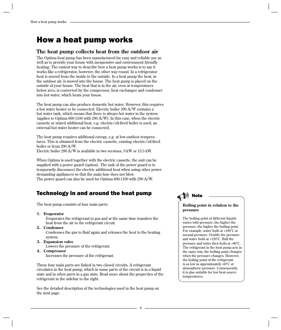 How a heat pump works, Technology in and around the heat pump | Optima Company 600 - 1700 User Manual | Page 6 / 38