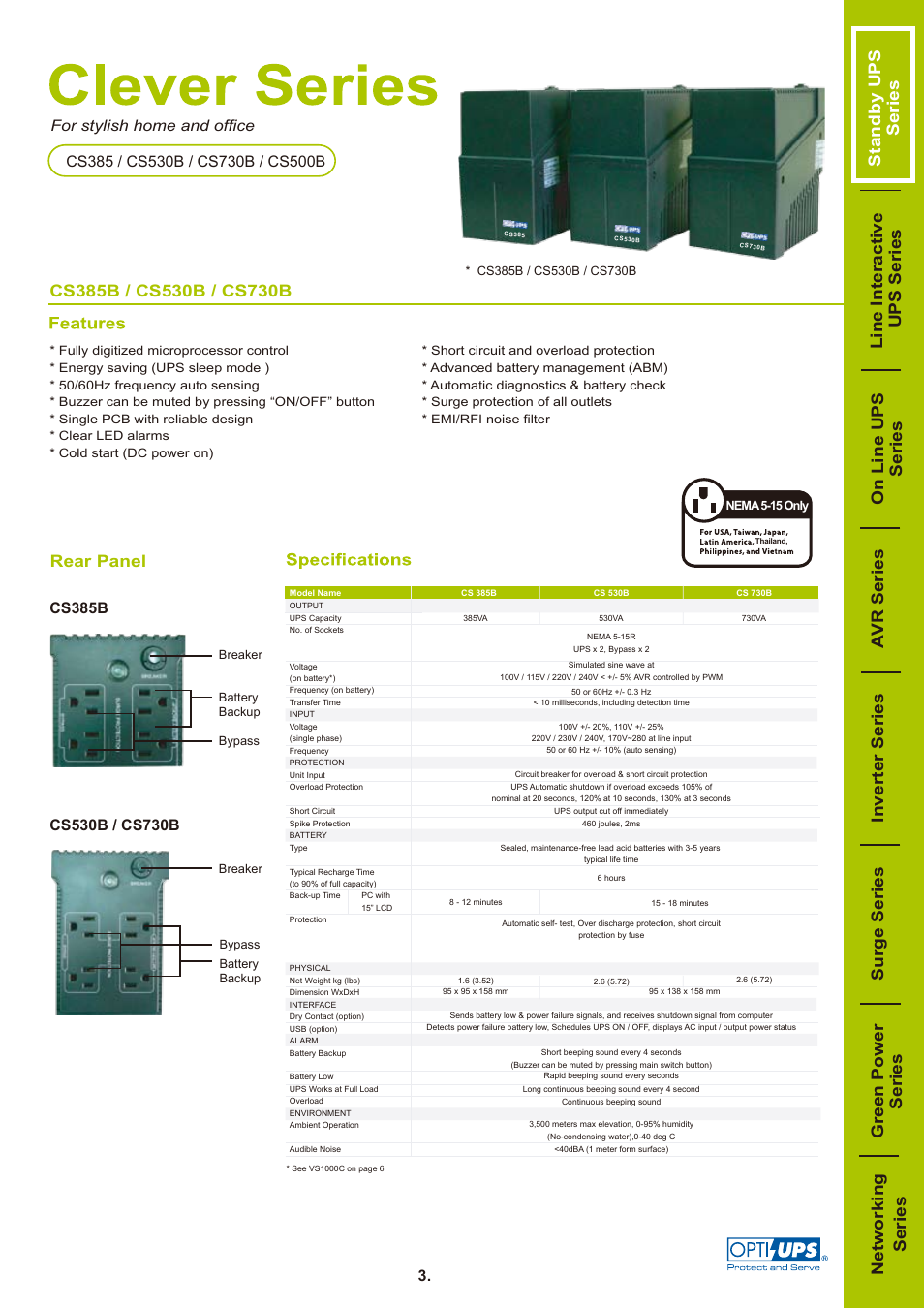 OPTI-UPS Clever Series CS385B User Manual | 1 page