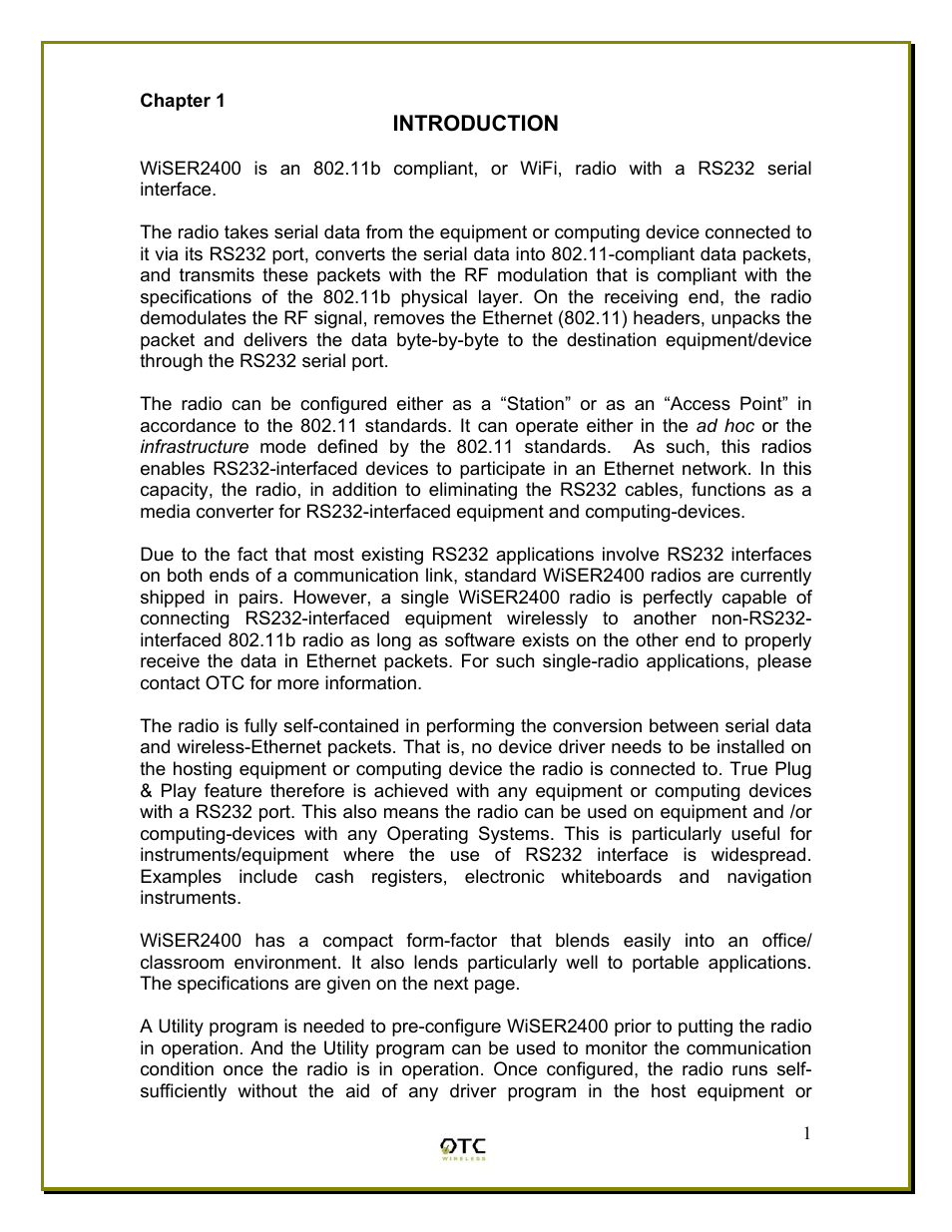 OTC Wireless WiSER2400 User Manual | Page 4 / 25