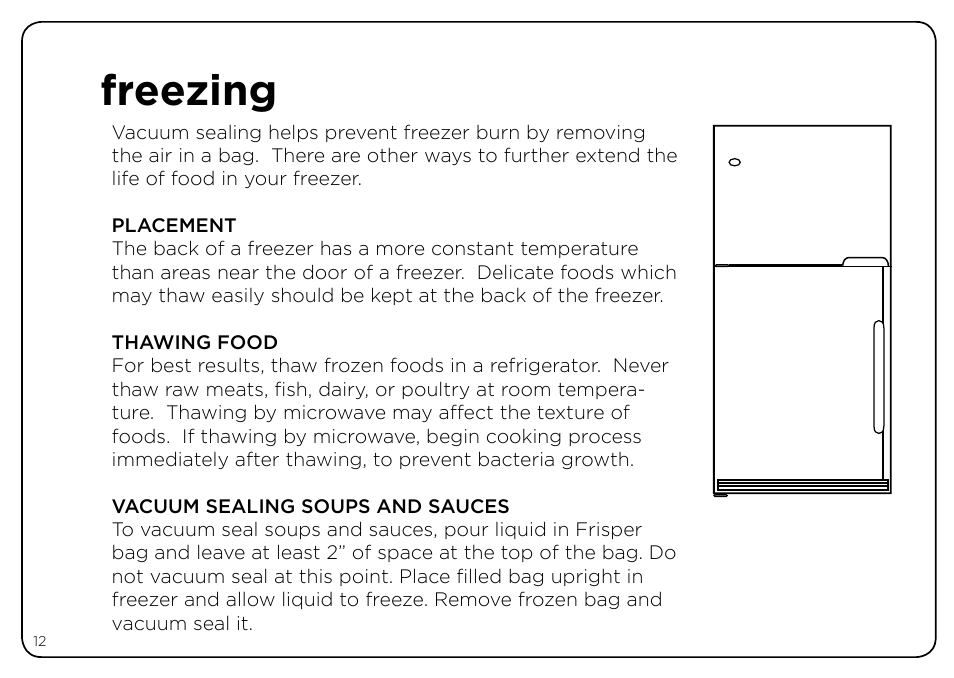 Freezing | Oliso Freshkeeper 500 User Manual | Page 12 / 28