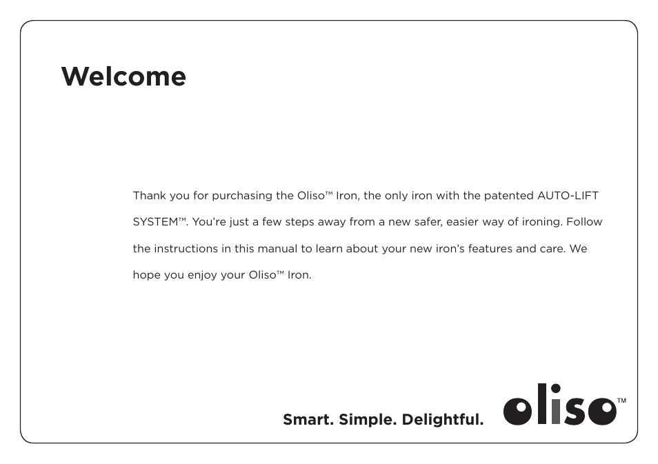 Welcome | Oliso TG-1000 User Manual | Page 3 / 16