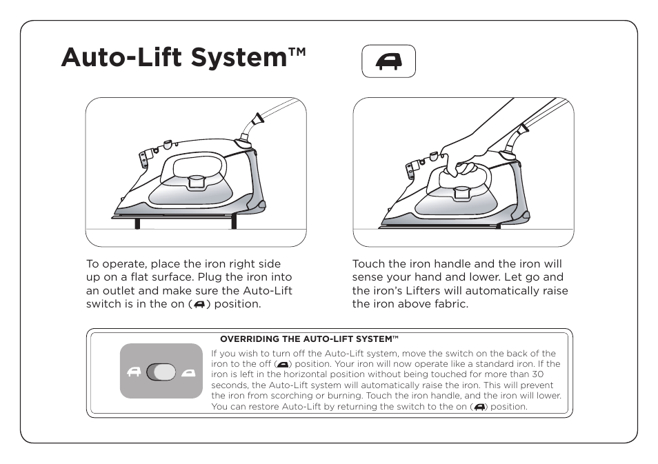Auto-lift system | Oliso TG-1000 User Manual | Page 7 / 16