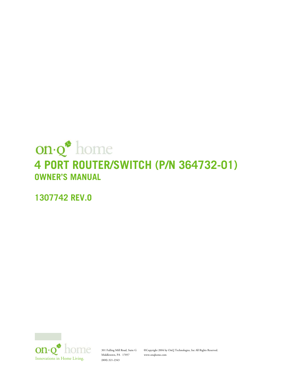 On-Q/Legrand 364732-01 User Manual | 37 pages