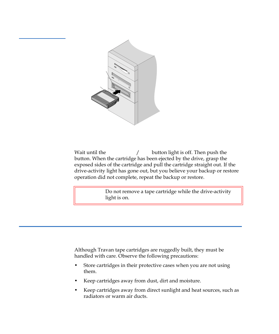 Handling travan cartridges | Quantum Internal Storage System Travan 40 GB User Manual | Page 18 / 26