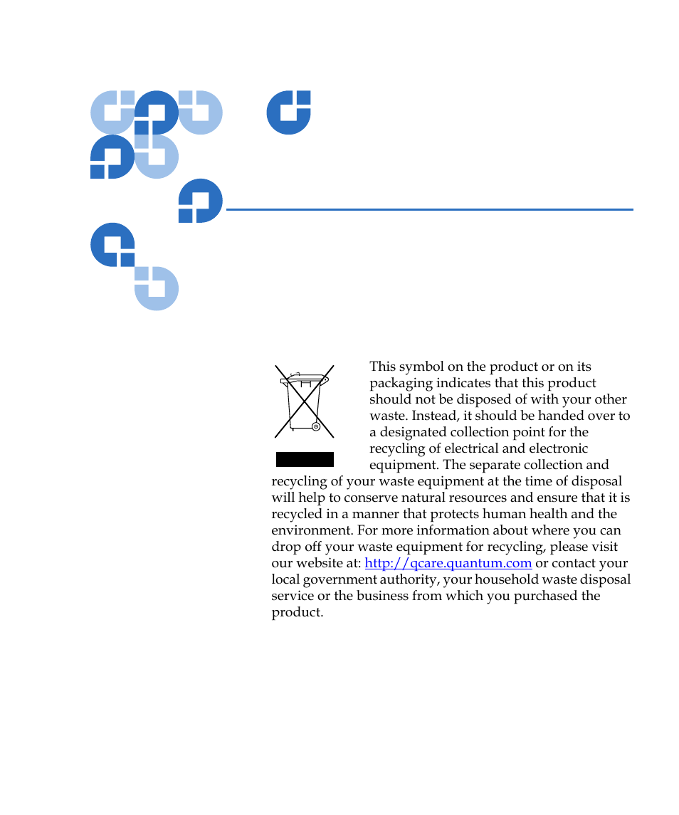 Disposal of electrical and electronic equipment, Appendix a | Quantum Internal Storage System Travan 40 GB User Manual | Page 25 / 26