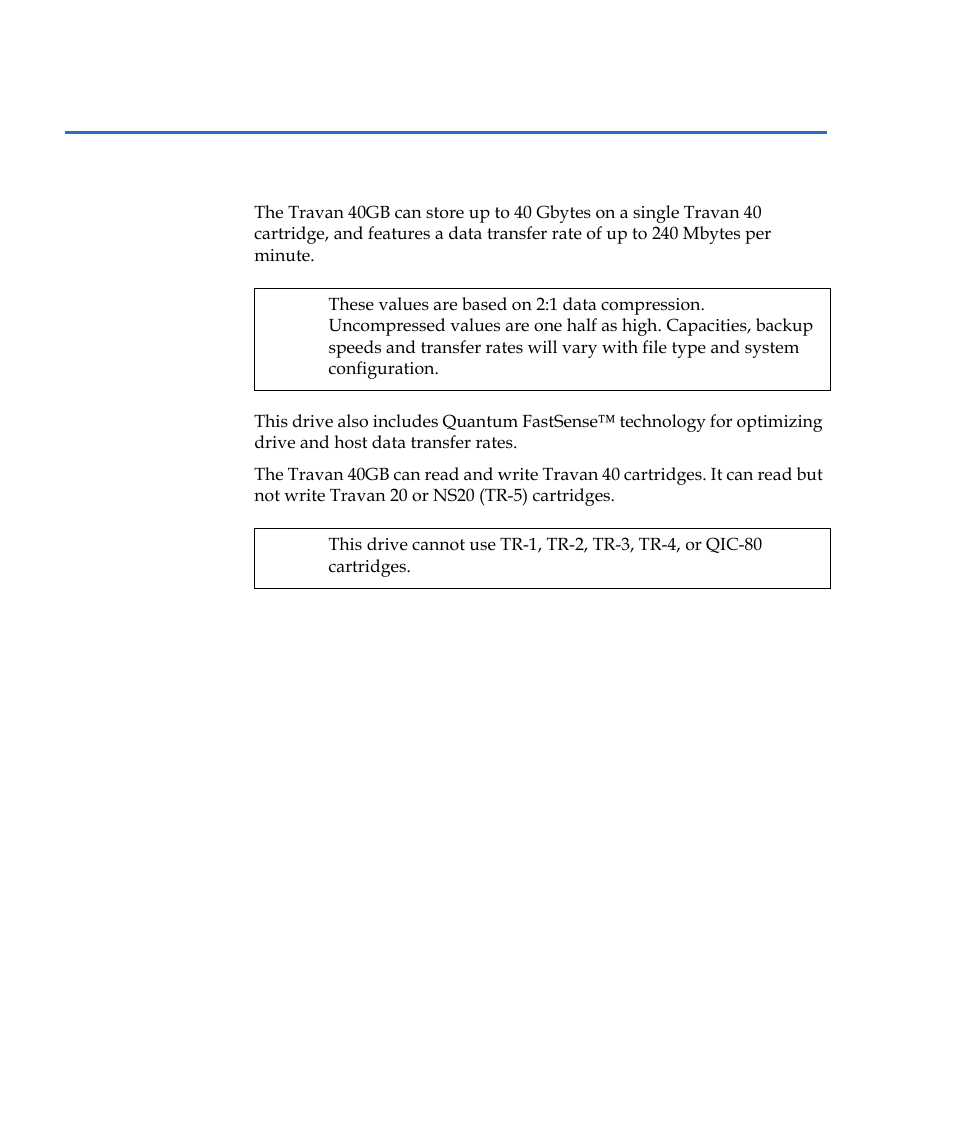 About your travan tape drive | Quantum Internal Storage System Travan 40 GB User Manual | Page 6 / 26