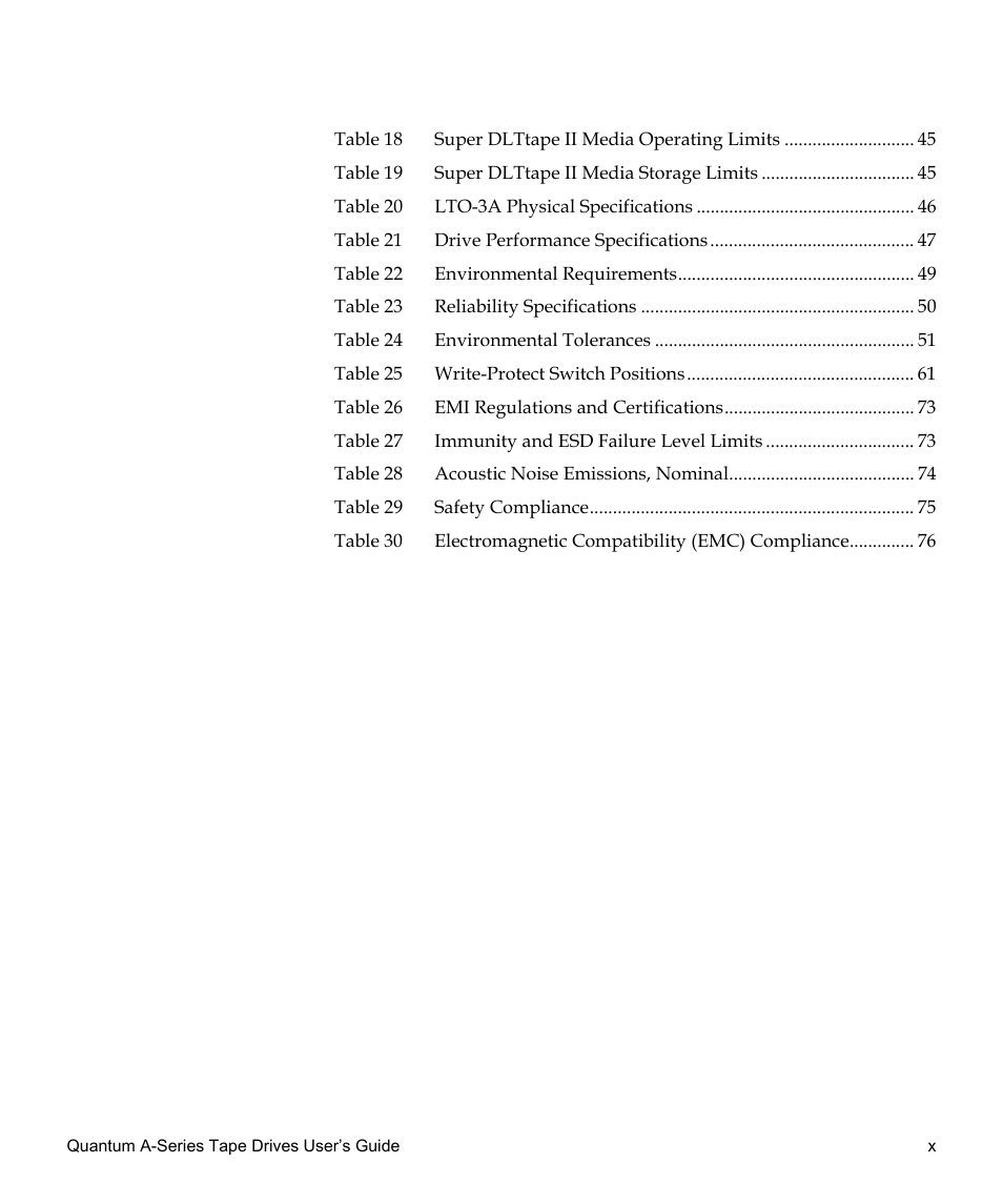 Quantum Tape Drive A-Series User Manual | Page 10 / 105