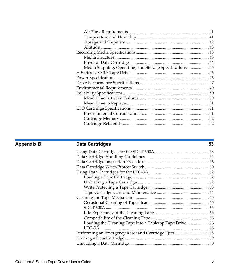 Quantum Tape Drive A-Series User Manual | Page 5 / 105