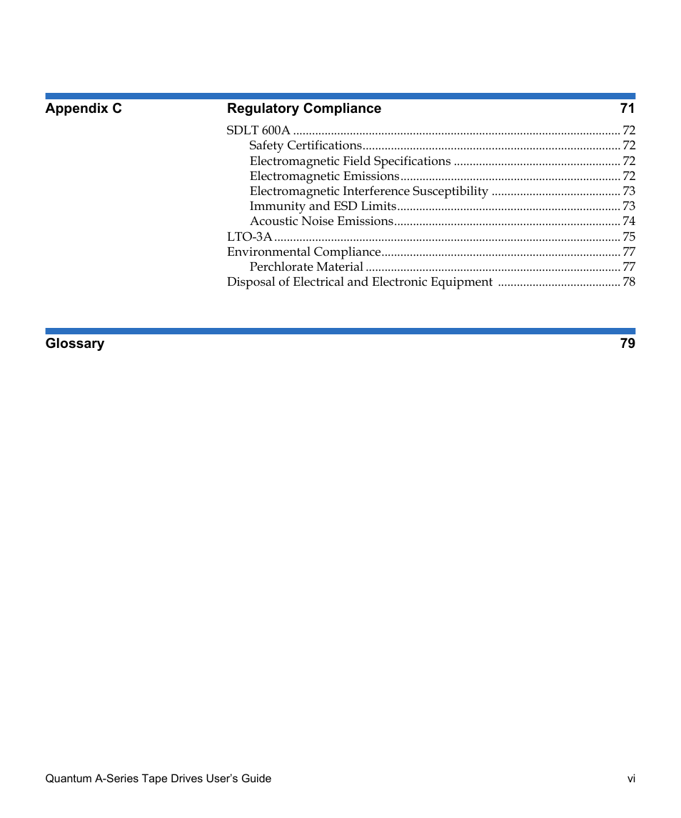 Quantum Tape Drive A-Series User Manual | Page 6 / 105