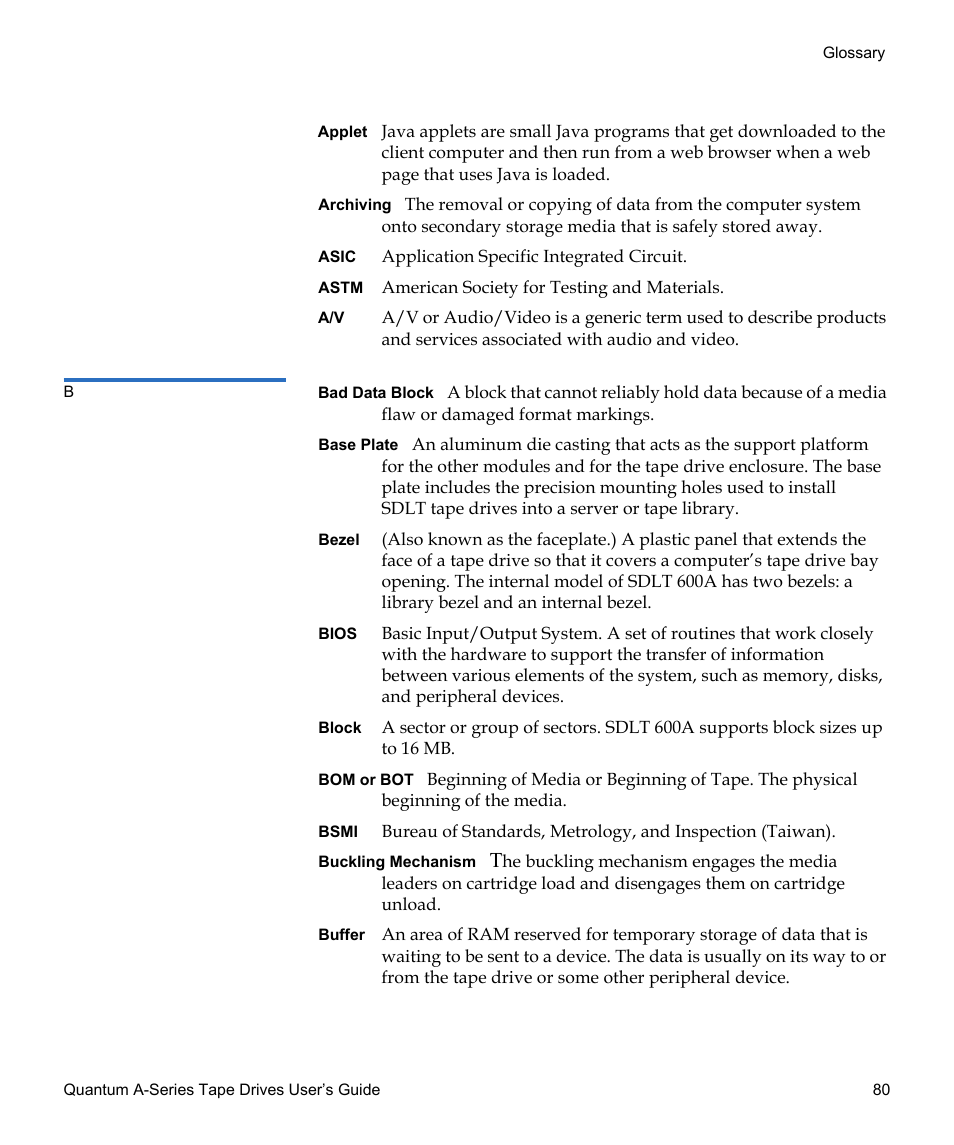 Quantum Tape Drive A-Series User Manual | Page 96 / 105