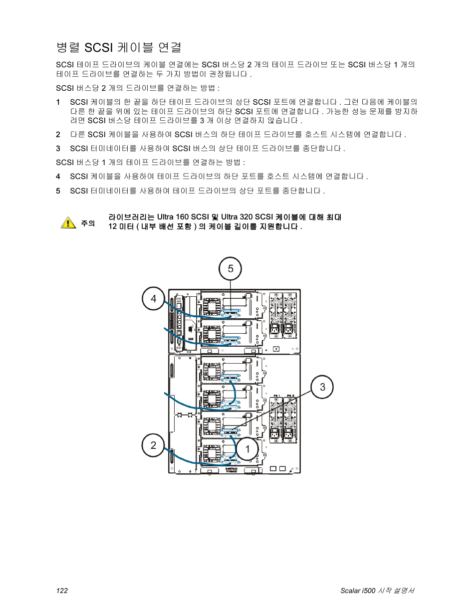 병렬 scsi 케이블 연결 | Quantum Scalar i500 User Manual | Page 122 / 148