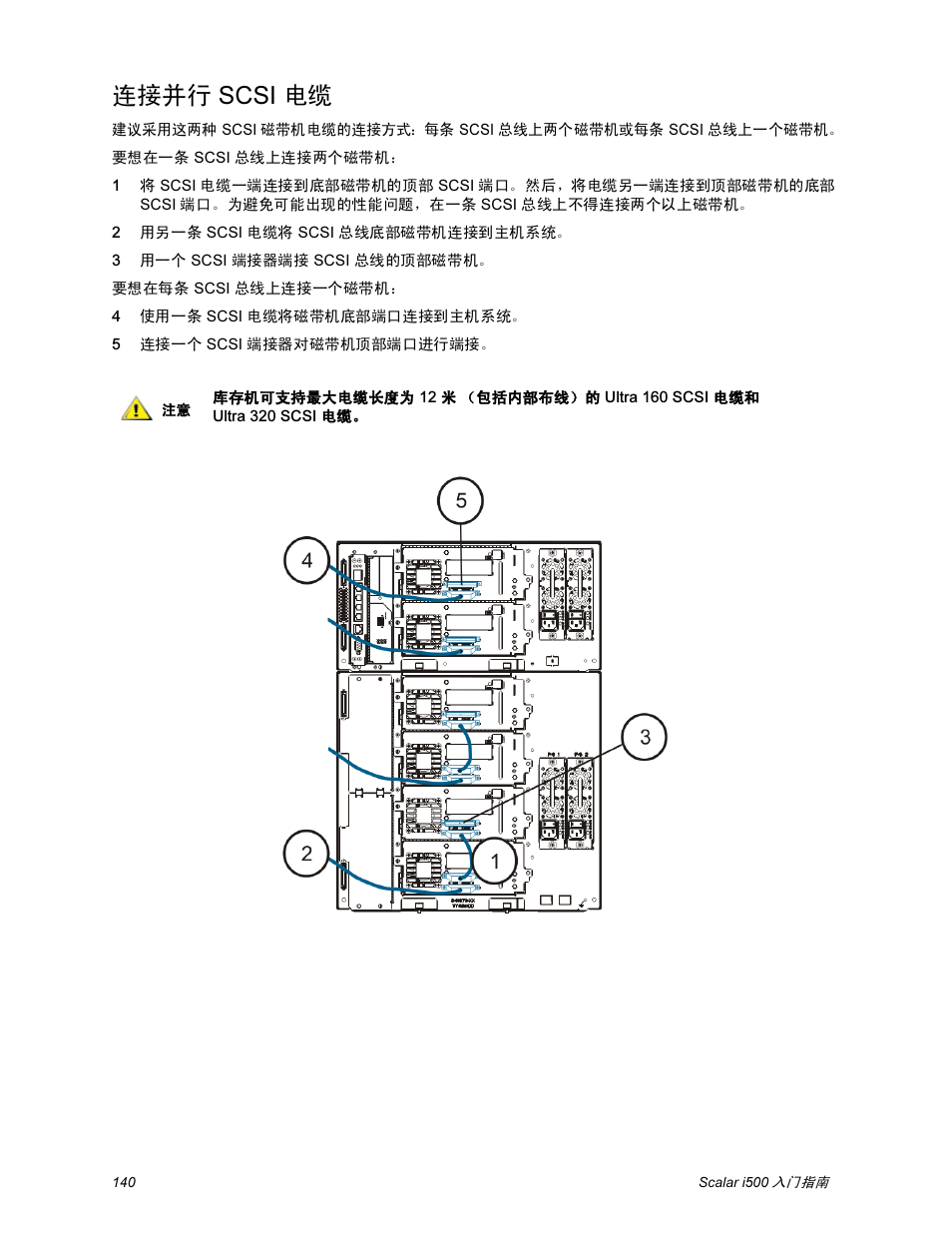 连接并行 scsi 电缆 | Quantum Scalar i500 User Manual | Page 140 / 148