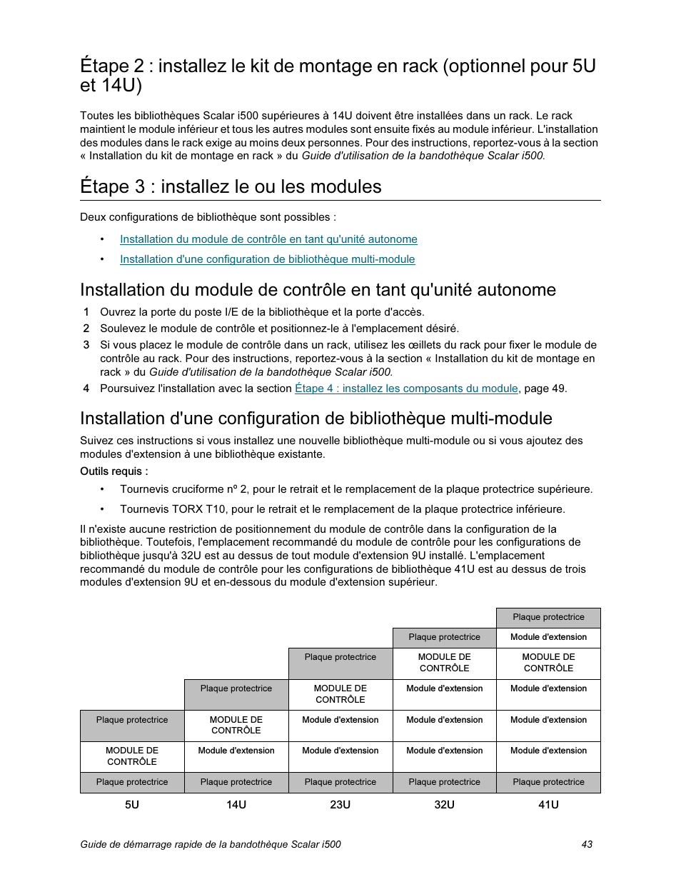 Étape 3 : installez le ou les modules | Quantum Scalar i500 User Manual | Page 43 / 148
