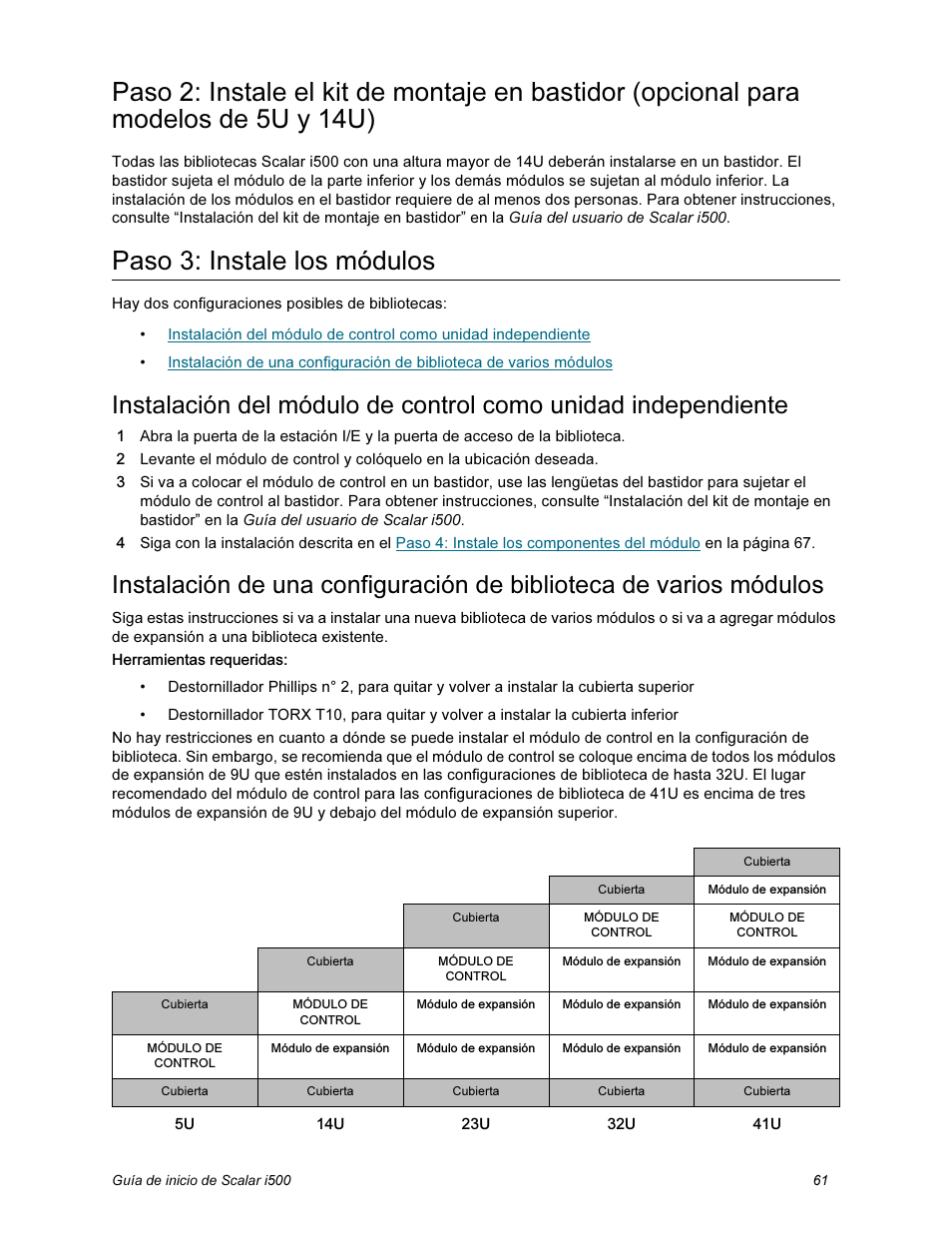 Paso 3: instale los módulos | Quantum Scalar i500 User Manual | Page 61 / 148