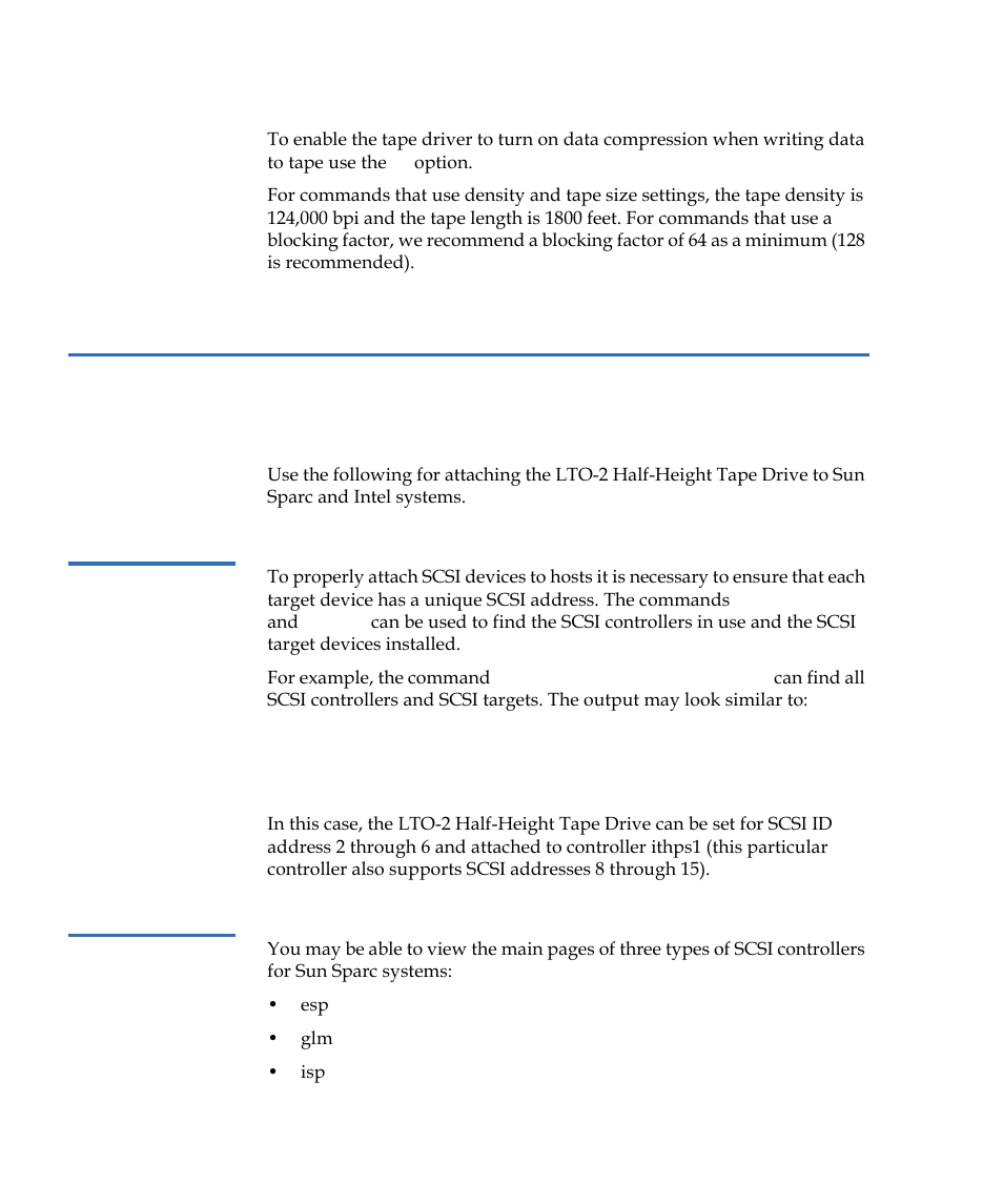 Finding current scsi controllers and targets, Types of controllers, Configuring for the sun environment | Quantum LTO-2 User Manual | Page 66 / 94
