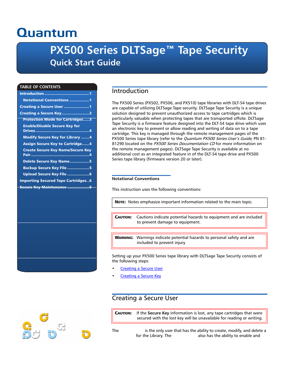 Quantum DLTSageTM Tape Security PX500 Series User Manual | 6 pages