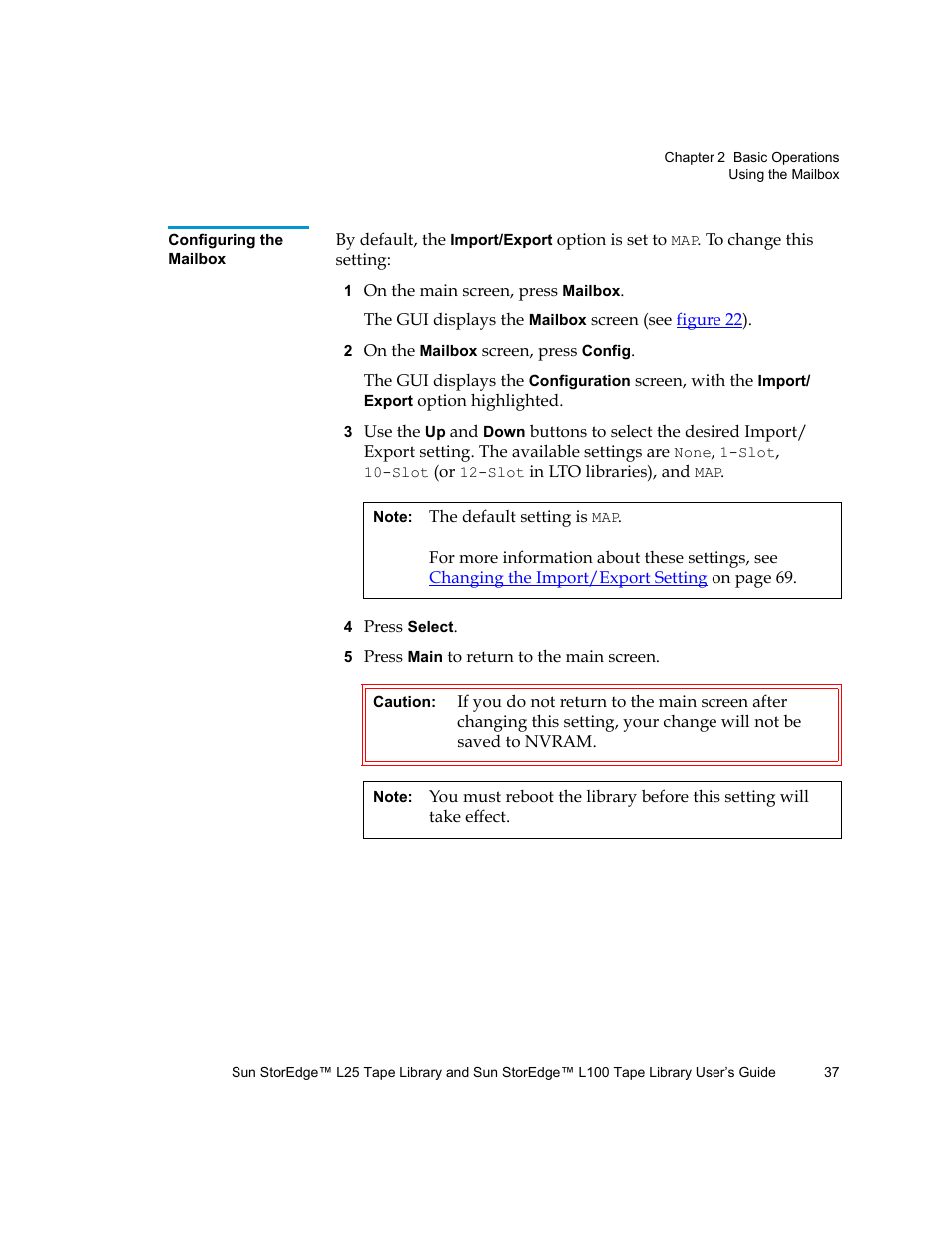 Configuring the mailbox | Quantum Sun StorEdge L100 User Manual | Page 53 / 192