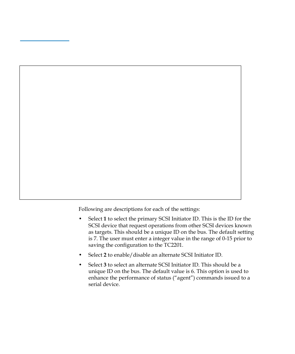 Table 19, Scsi initiator menu | Quantum TC2201 User Manual | Page 106 / 164