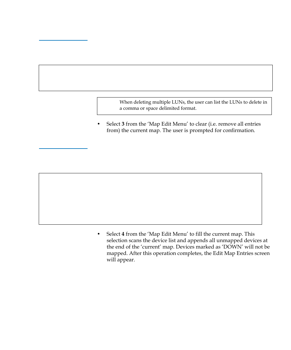 Figure 47, Clear all entries from current map, Table 31 | Deleting multiple luns | Quantum TC2201 User Manual | Page 117 / 164