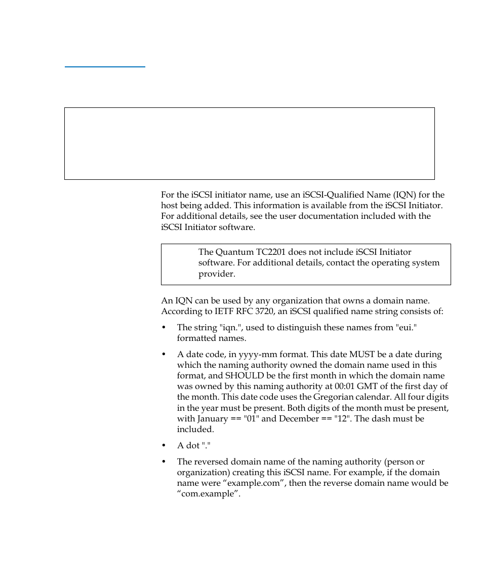 Table 36, Adding a iscsi host | Quantum TC2201 User Manual | Page 121 / 164