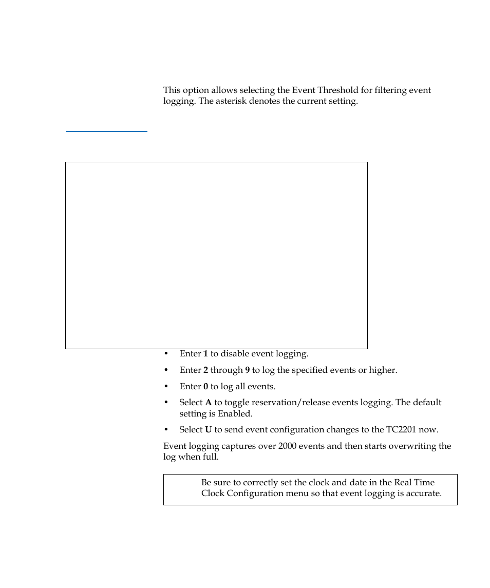 Table 45, Event filter settings | Quantum TC2201 User Manual | Page 131 / 164