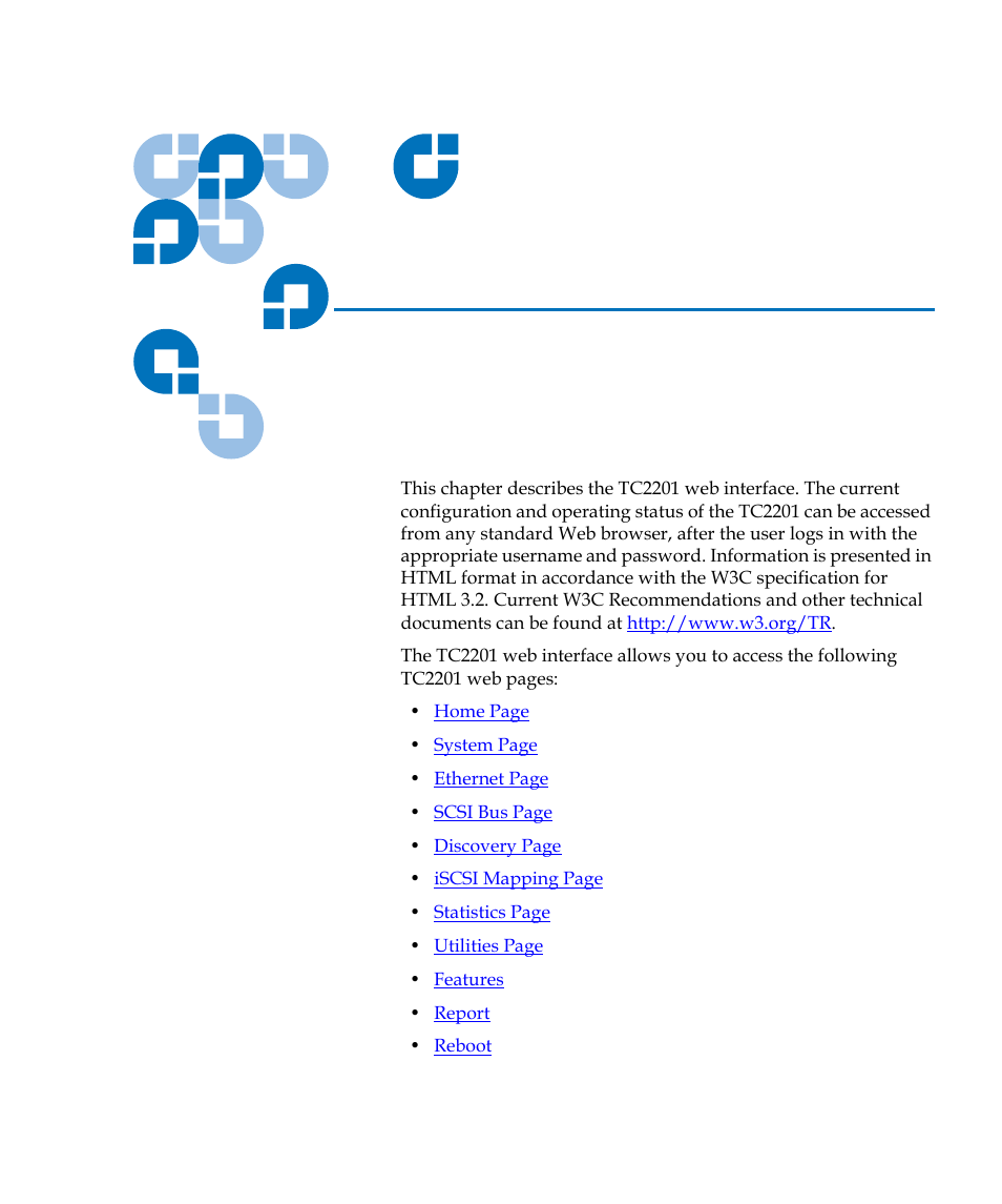 Tc2201 web interface, Chapter 2, Chapter 2, tc2201 web interface | Quantum TC2201 User Manual | Page 30 / 164