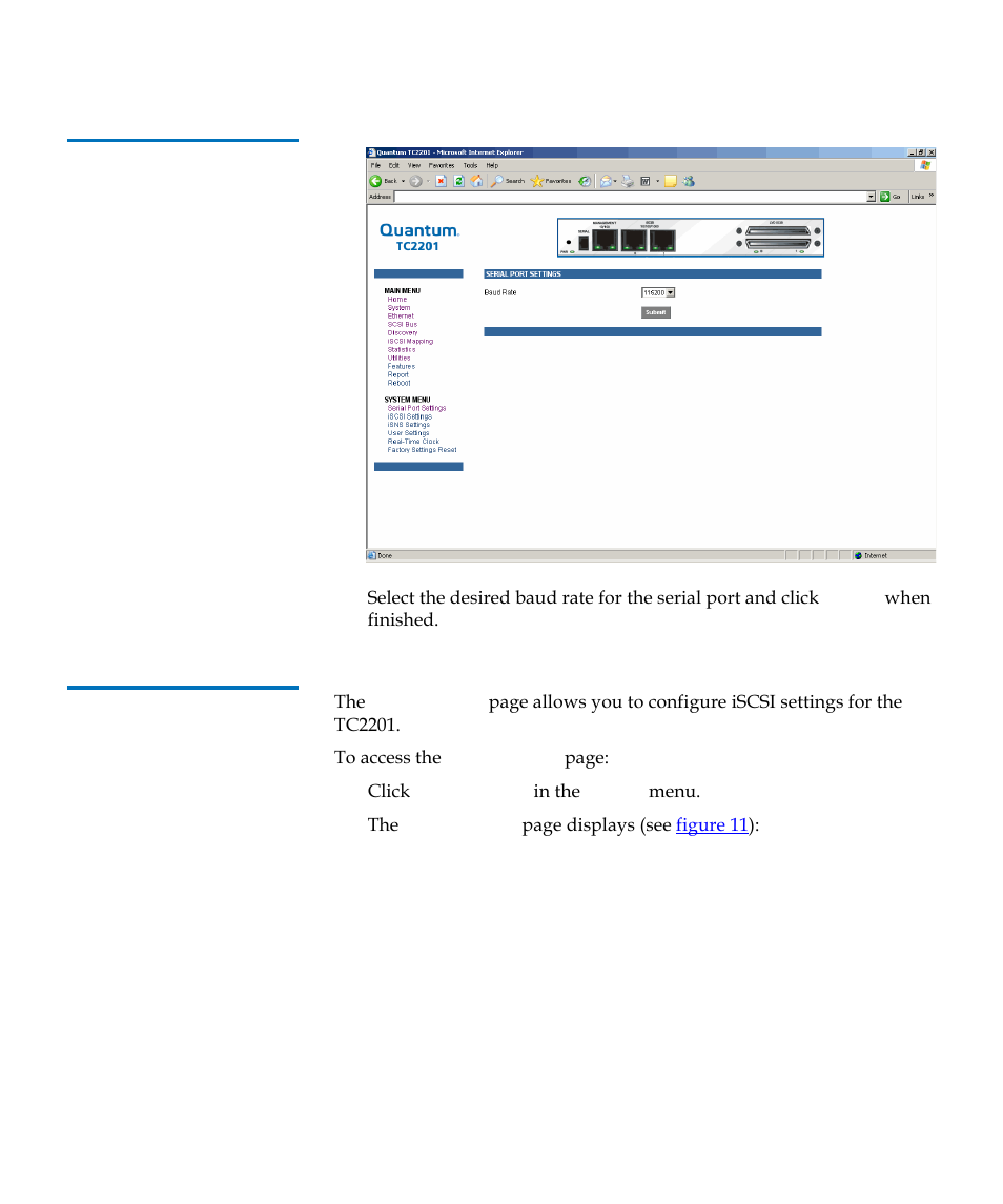 Iscsi settings, Figure 10 | Quantum TC2201 User Manual | Page 35 / 164