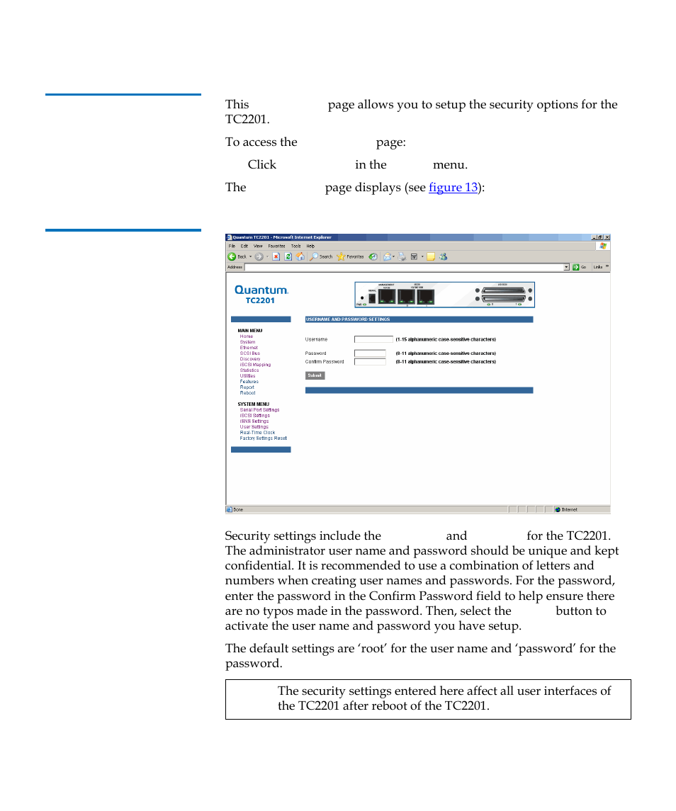 User settings, Figure 13 | Quantum TC2201 User Manual | Page 39 / 164