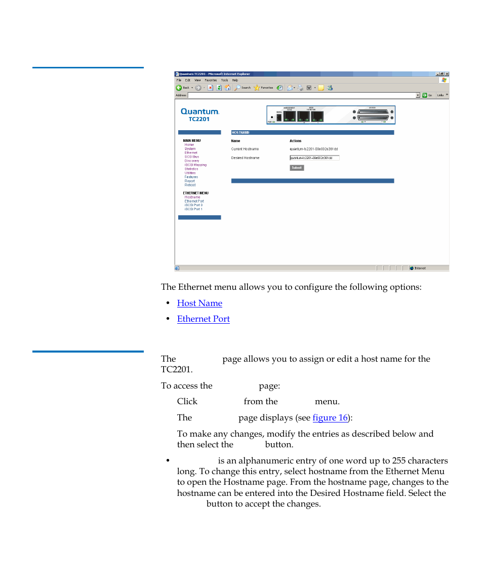 Host name, Figure 16 | Quantum TC2201 User Manual | Page 43 / 164