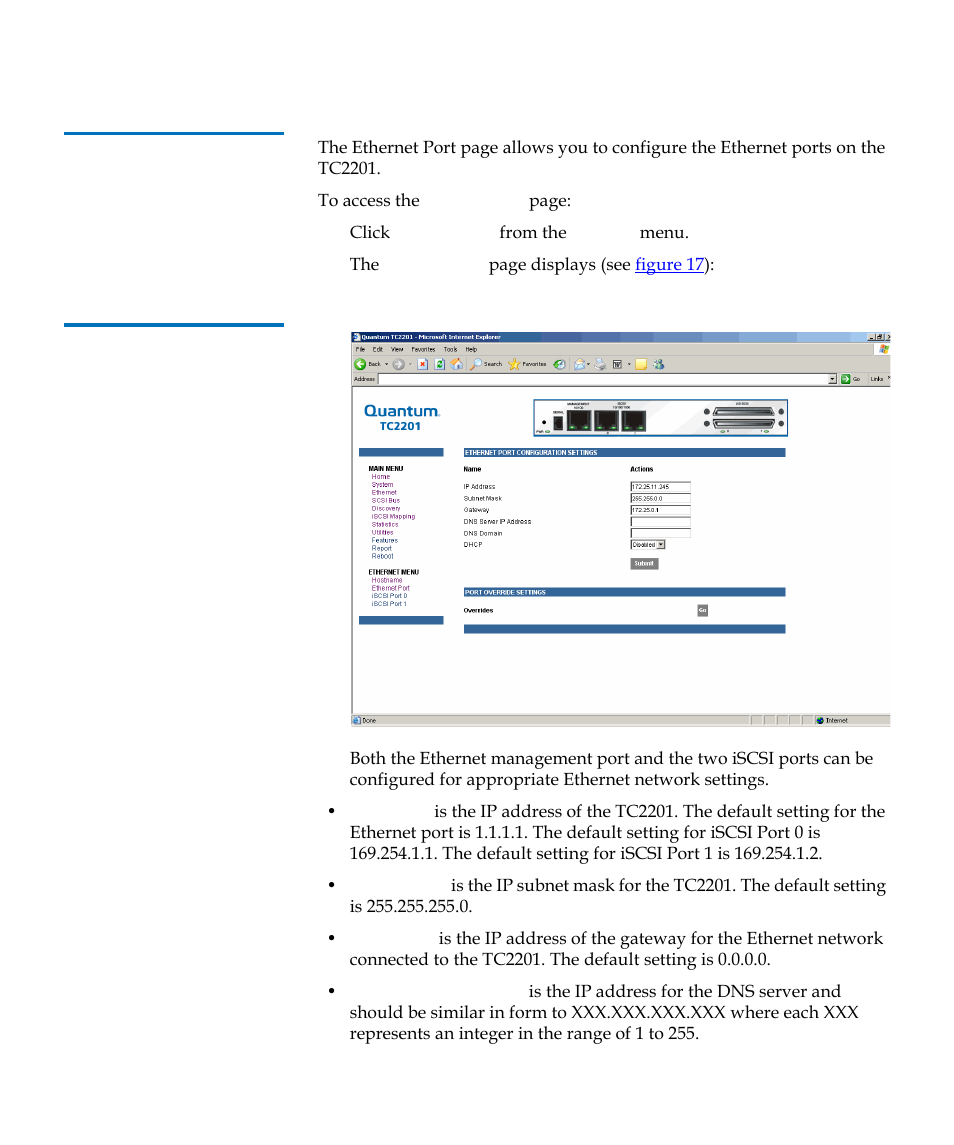 Ethernet port, Figure 17 | Quantum TC2201 User Manual | Page 44 / 164