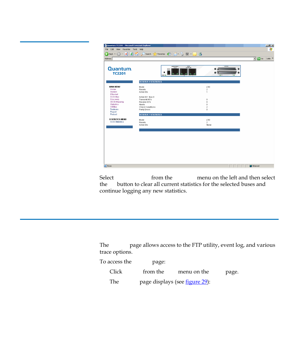 Figure 28, Utilities page | Quantum TC2201 User Manual | Page 59 / 164