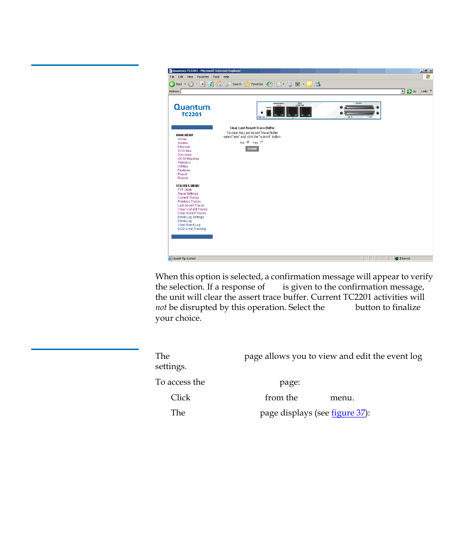 Event log settings, Figure 36 | Quantum TC2201 User Manual | Page 68 / 164