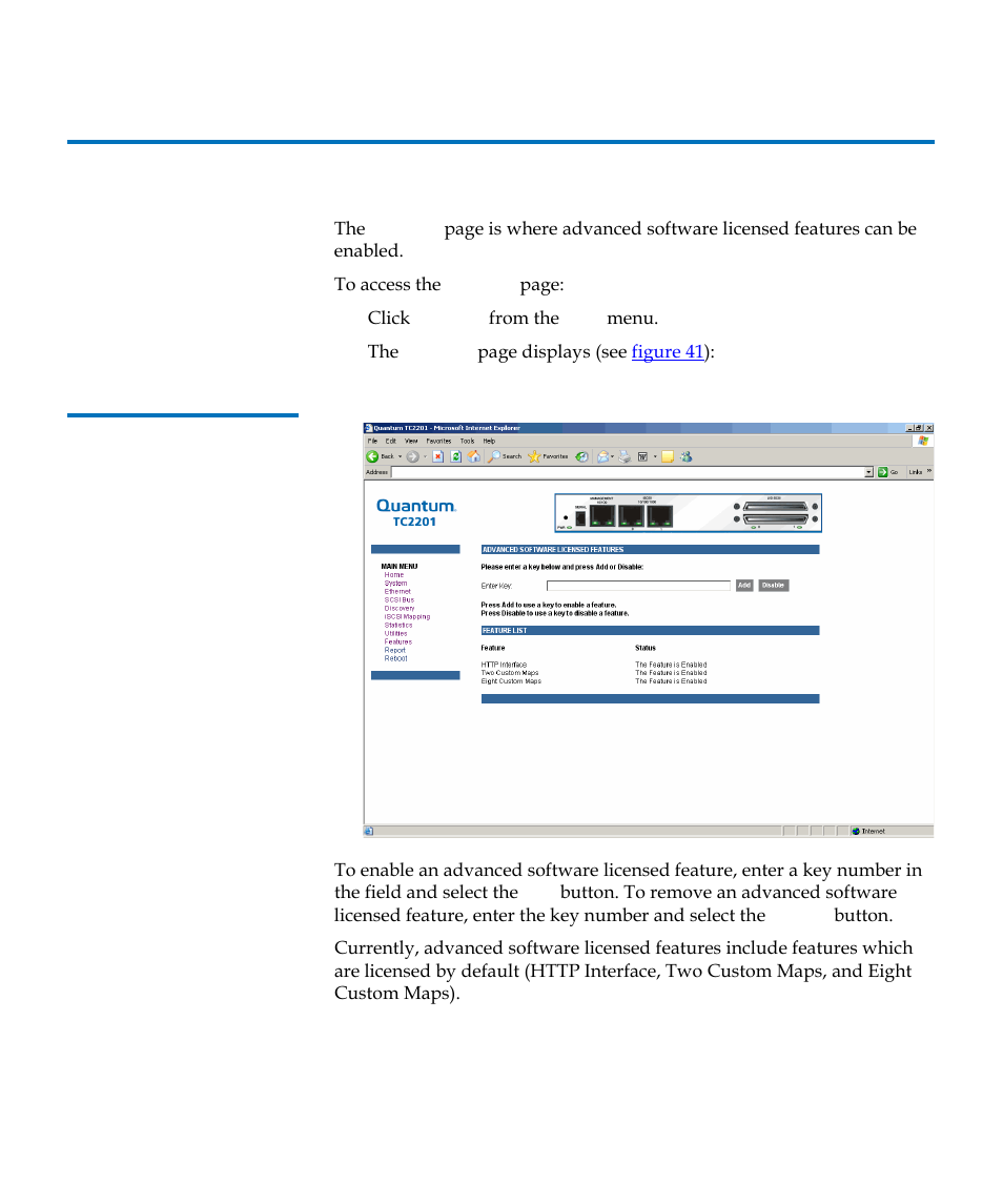 Features, Figure 41 | Quantum TC2201 User Manual | Page 73 / 164